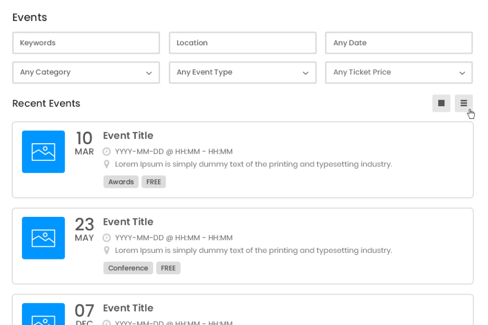 screenshot of WP Event Manager
